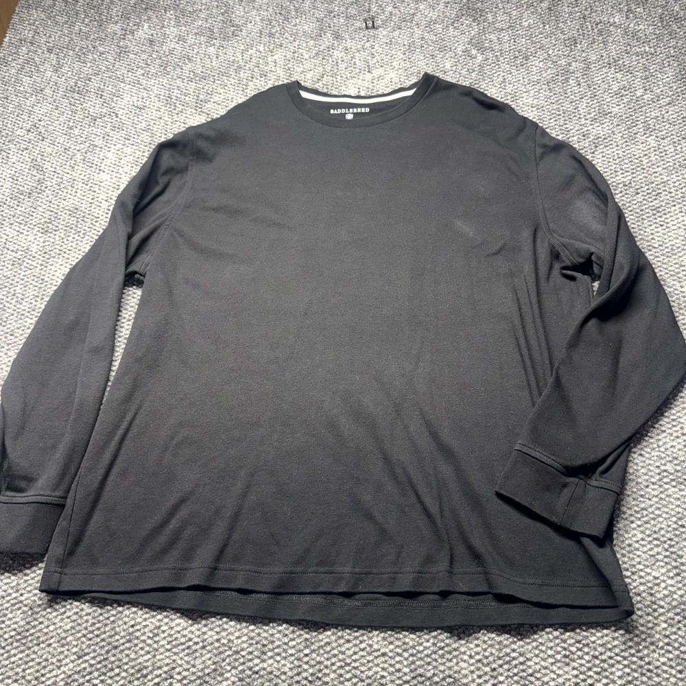 Saddlebred Shirt Men's 2XL Black Solid Casual Long Sleeve Crew Neck Pullover